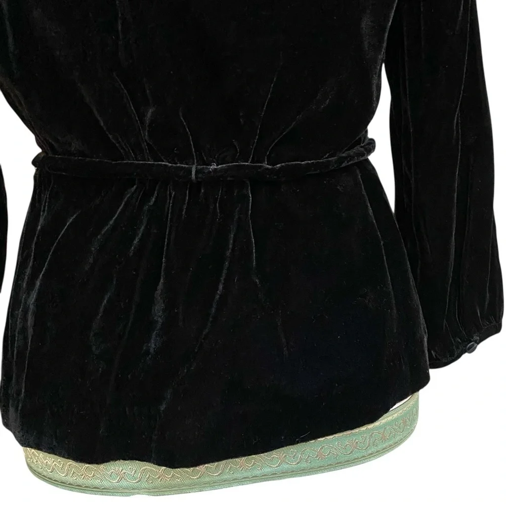 J.Crew Black Velvet Faux Wrap Tie Top Long Sleeve 6P NWT